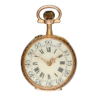 Swiss gold and enamel open faced cylinder watch Circa 1890