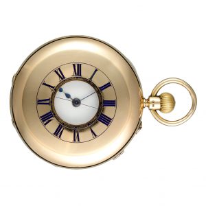 English 18K gold half-hunting cased chronograph Circa 1891