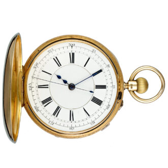 English 18K gold half-hunting cased chronograph Circa 1891