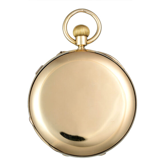 English 18K gold half-hunting cased chronograph Circa 1891 English 18K gold half-hunting cased chronograph Circa 1891