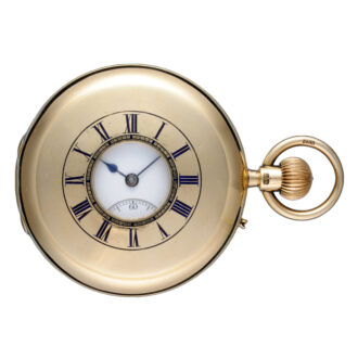 An English lever pocket watch in gold half hunter case Circa 1892