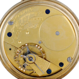 An English lever pocket watch in gold half hunter case Circa 1892