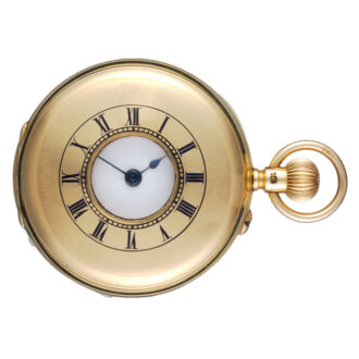 An English lever pocket watch in gold half hunter case Circa 1892