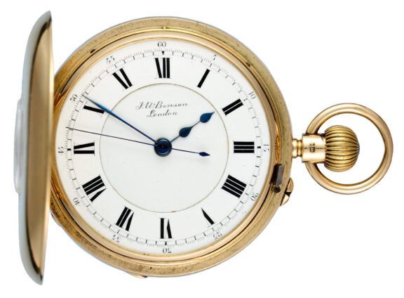 English centre seconds lever in a gold half hunter case Circa 1893 English centre seconds lever in a gold half hunter case Circa 1893
