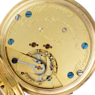 English centre seconds lever in a gold half hunter case Circa 1893