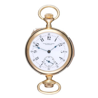 Swiss minute repeating lever in a gold open face case Circa 1894
