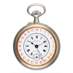 Swiss lever pocket watch with a twenty four hour dial Circa 1895