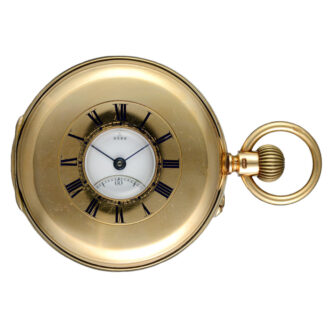 English gold half hunting cased lever with carrousel Circa 1896