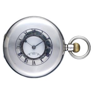 A Swiss lever pocket watch in a silver half hunter case Circa 1898
