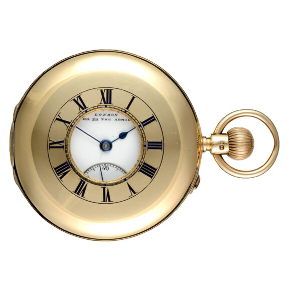 English lever pocket watch in a gold half hunter case Circa 1899