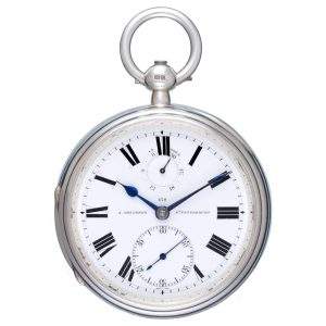 Fine silver chronometer with power reserve indication Circa 1899