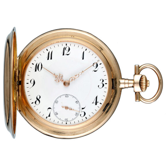 A Swiss lever pocket watch in a gold full hunter case Circa 1900