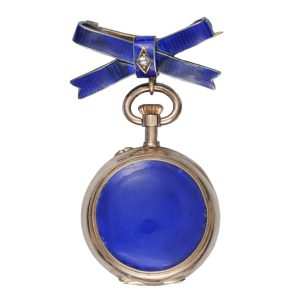 Swiss gold and enamel pendant watch with brooch Circa 1900