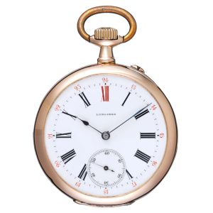 A Swiss lever pocket watch in a gold open face case Circa 1900