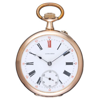 A Swiss lever pocket watch in a gold open face case Circa 1900
