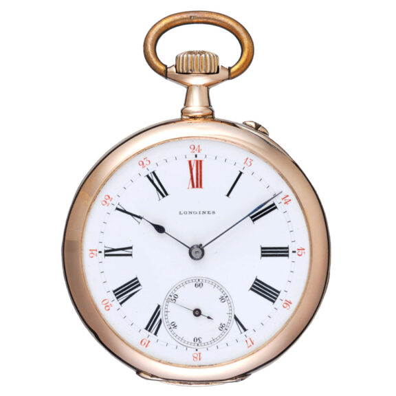 A Swiss lever pocket watch in a gold open face case Circa 1900