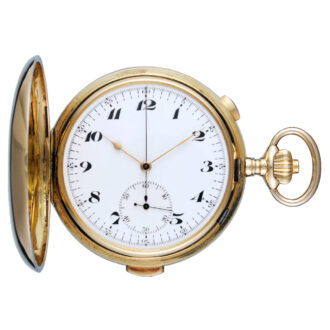 A Swiss quarter repeating gold hunter chronograph Circa 1900