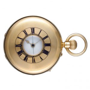 English 18k gold lever watch with center seconds Circa 1900
