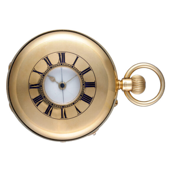 English 18k gold lever watch with center seconds Circa 1900