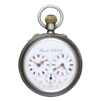 Turkish market double dial lever in a glazed silver case Circa 1900