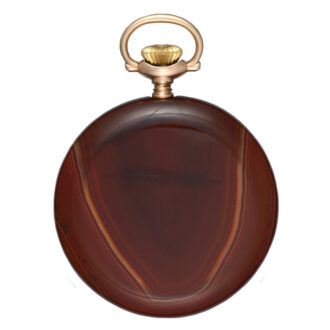 A lever pocket watch in gold set agate open face case Circa 1900
