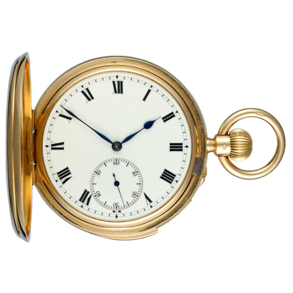 English minute repeating lever in gold full hunter case Circa 1900