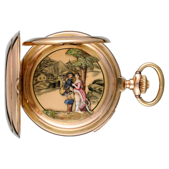 Swiss gold quarter repeating erotic lever pocket watch circa 1900 Swiss gold quarter repeating erotic lever pocket watch circa 1900