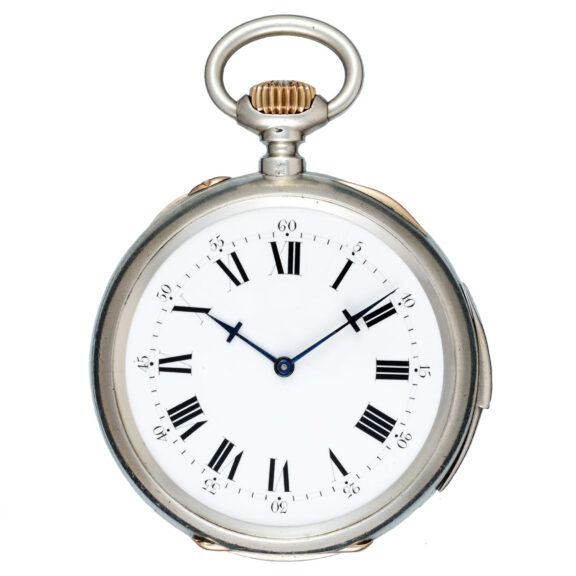 Swiss quarter repeating lever in a silver open face case Circa 1900