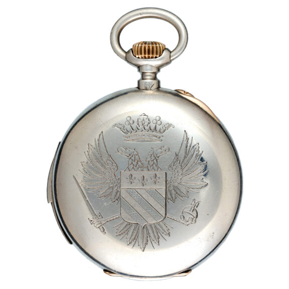 Swiss quarter repeating lever in a silver open face case Circa 1900 Swiss quarter repeating lever in a silver open face case Circa 1900