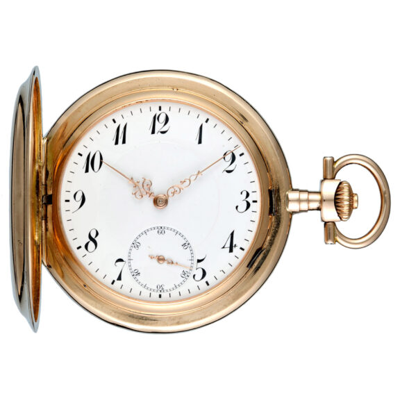 A Swiss lever pocket watch in a gold full hunter case Circa 1900