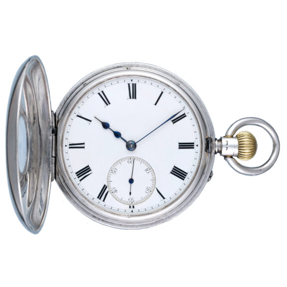 English silver half-hunting cased lever pocket watch Circa 1901 English silver half-hunting cased lever pocket watch Circa 1901