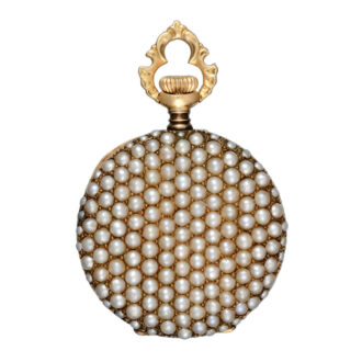 Pearl set gold fob watch and heart shaped pendant Circa 1905