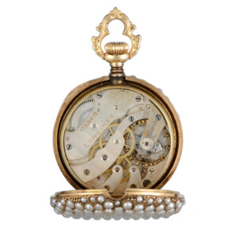 Pearl set gold fob watch and heart shaped pendant Circa 1905