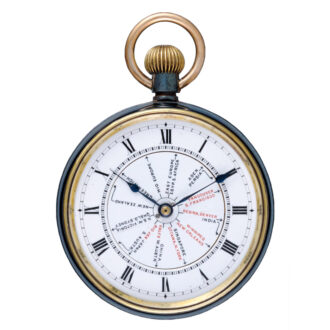 Lever with world time dial in gunmetal open face case Circa 1910