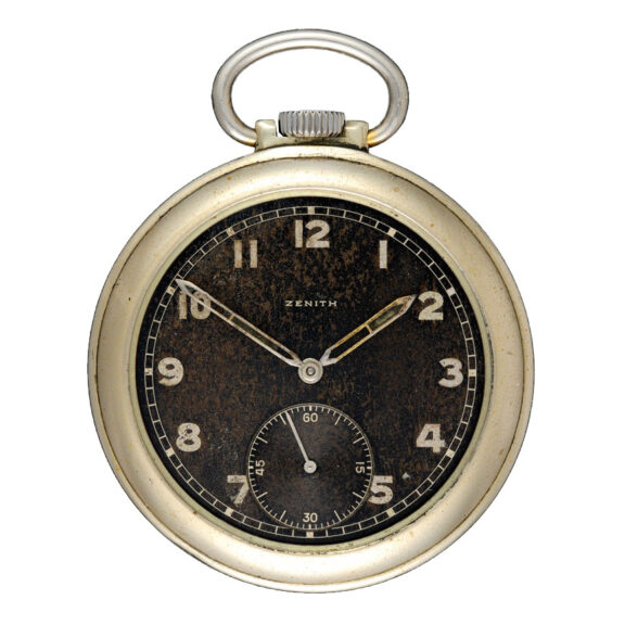 A black dial military nickle pocket watch by Zenith Circa 1910