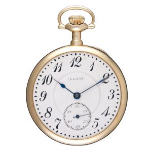 American lever pocket watch in a gold open face case Circa 1910