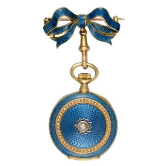Swiss gold enamel diamond and pearl set lever watch Circa 1910