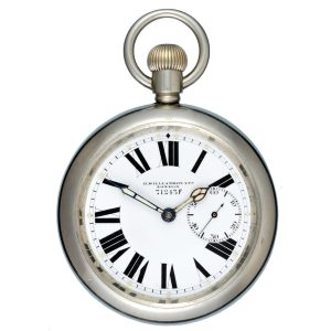 English lever pocket watch in a nickle open face case Circa 1910
