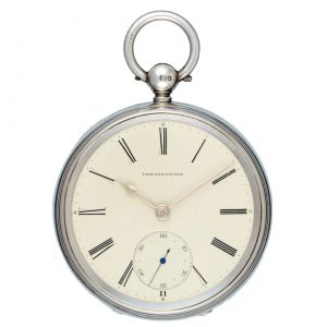 English fusee chronometer in a silver open face case Circa 1910