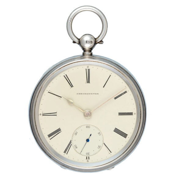 English fusee chronometer in a silver open face case Circa 1910