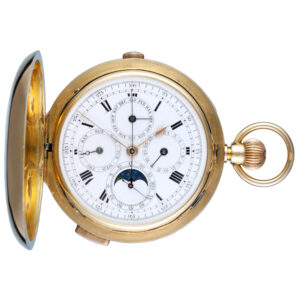 Swiss 18K gold minute repeating lever chronograph Circa 1912
