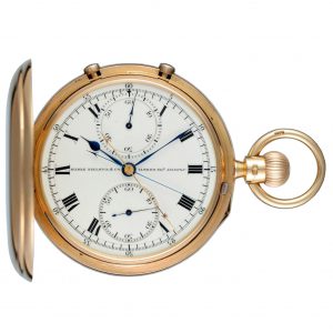 A gold split seconds chronograph by Nicole Nielsen Circa 1912
