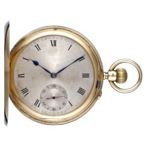 English lever pocket watch in slim gold full hunter case Circa 1913