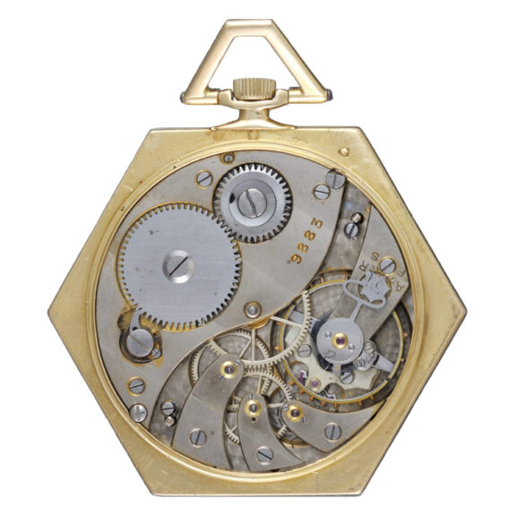 Swiss gold open faced hexagonal dress watch Circa 1913 Swiss gold open faced hexagonal dress watch Circa 1913