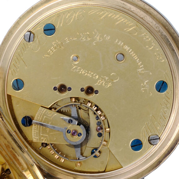 English centre seconds lever in a gold half hunter case Circa 1913 English centre seconds lever in a gold half hunter case Circa 1913
