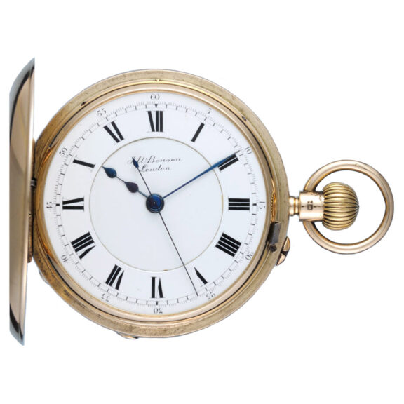 English centre seconds lever in a gold half hunter case Circa 1913 English centre seconds lever in a gold half hunter case Circa 1913
