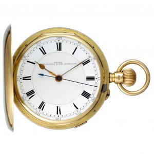 English centre seconds lever in a gold full hunter case Circa 1914