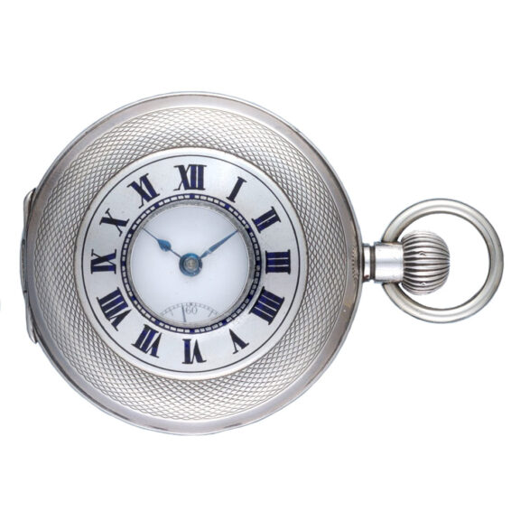 Swiss silver half hunter cased lever pocket watch Circa 1917 Swiss silver half hunter cased lever pocket watch Circa 1917