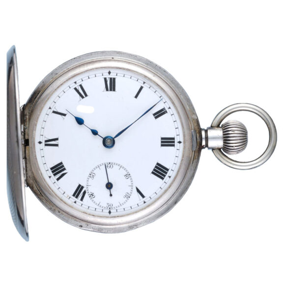 Swiss silver half hunting cased lever pocket watch Circa 1917 Swiss silver half hunting cased lever pocket watch Circa 1917