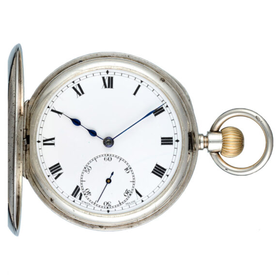 Swiss silver half-hunting cased lever pocket watch Circa 1918 Swiss silver half-hunting cased lever pocket watch Circa 1918